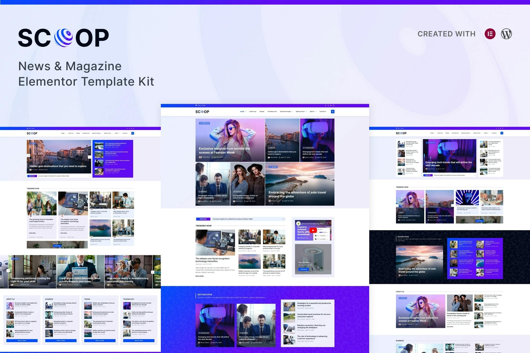 Download Scoop - News & Magazine Elementor Pro Template Kit