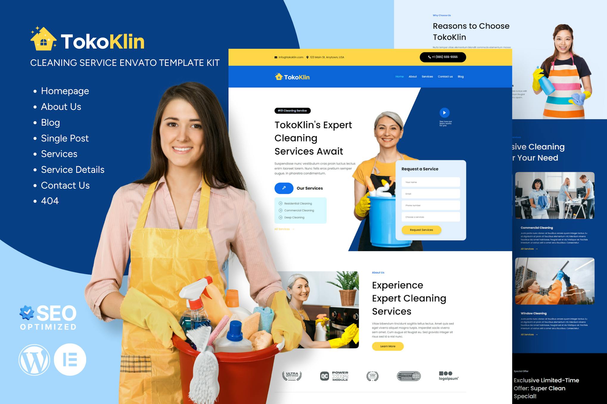 Download Tokoklin - Cleaning Service Business Elementor Template Kit