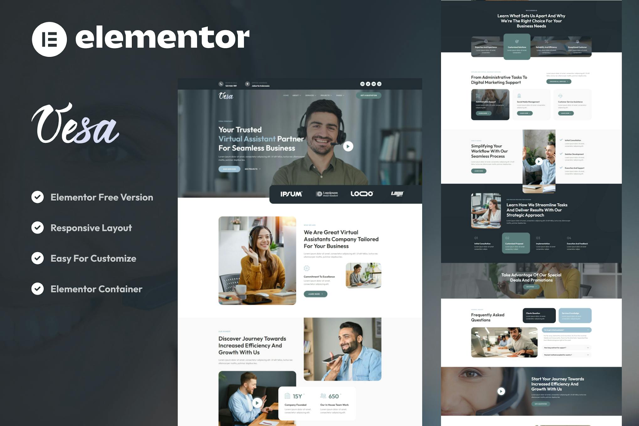 Download Vesa - Virtual Assistant Business Elementor Template Kit