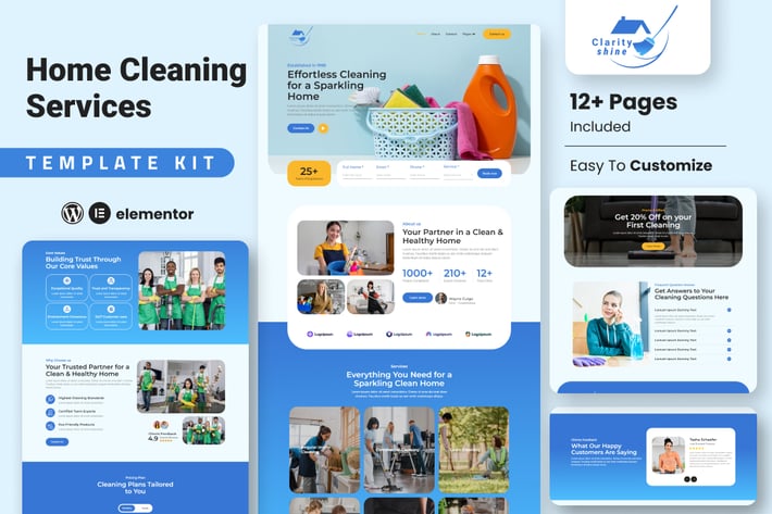 DOWNLOAD ClarityShine - Cleaning Service Company Elementor Template Kit