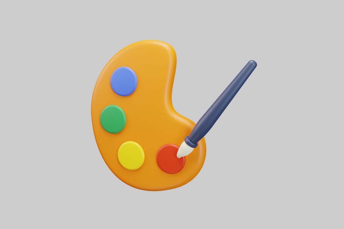 Download Abstract palette with paintbrush 3D Model