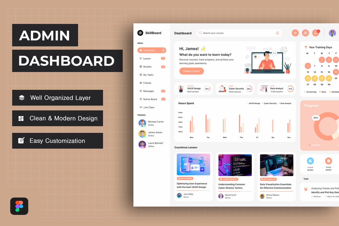 Download Admin Dashboard - Course Dashboard Figma Design