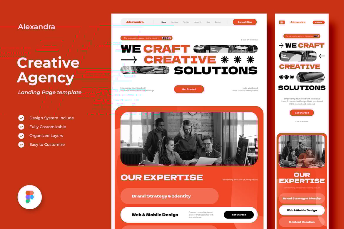Download Alexandra - Creative Agency Landing Page Figma Design