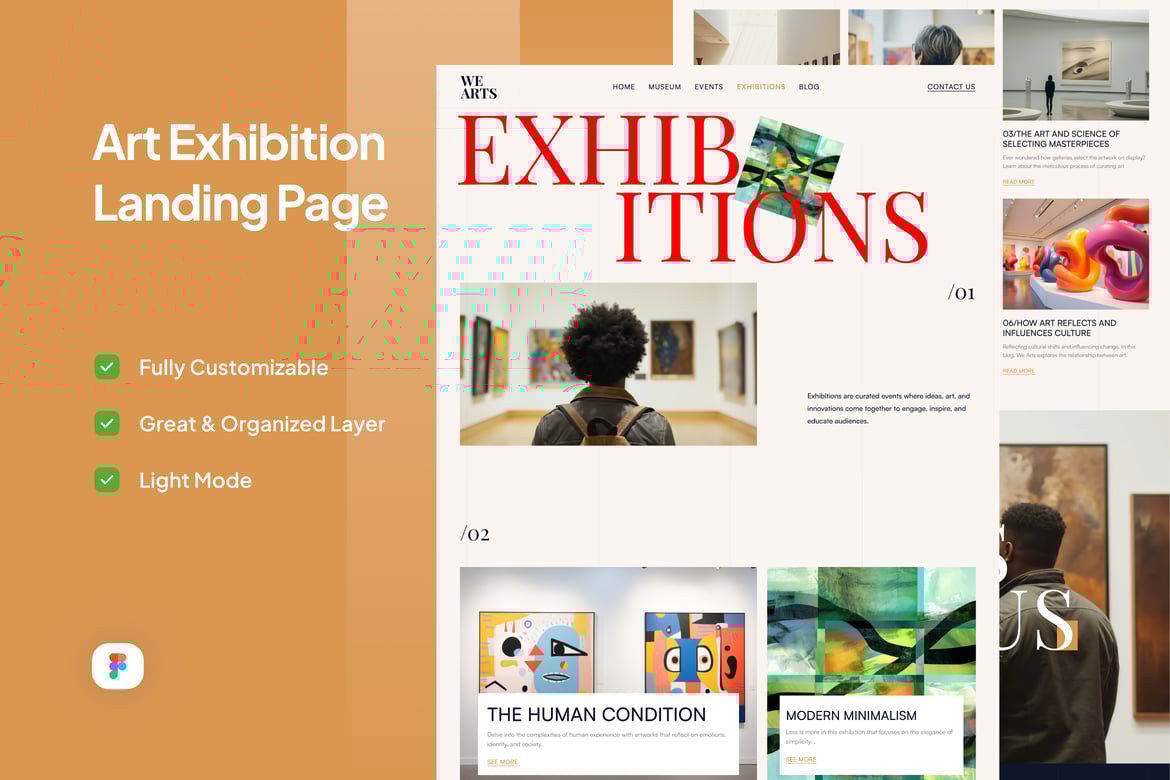 Download Art Exhibition Landing Page - WeArts Figma Design