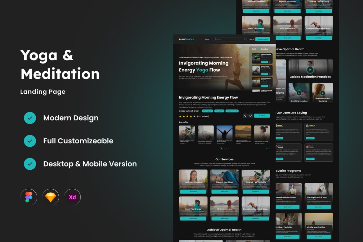 Download AuraBalance - Mindfulness & Wellness Template Figma Design