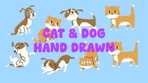 Download Cat And Dog Animation Hand Drawn Pack Premiere Pro Template