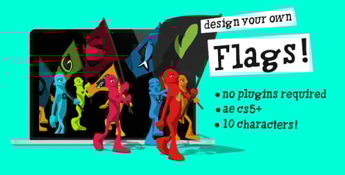 Download Characters Walking with Flags Creator After Effect Template