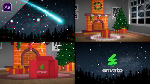 Download Christmas Fireplace with Logo Reveal After Effect Template