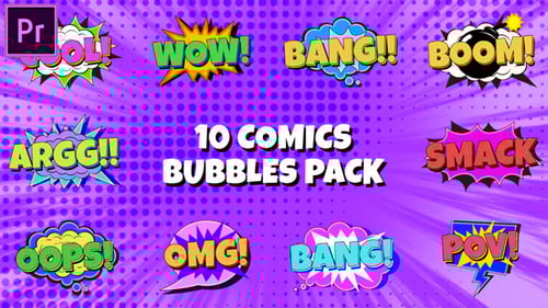 Download Comic Bubbles Pack MOGRT for Premier Pro Premiere Pro Template