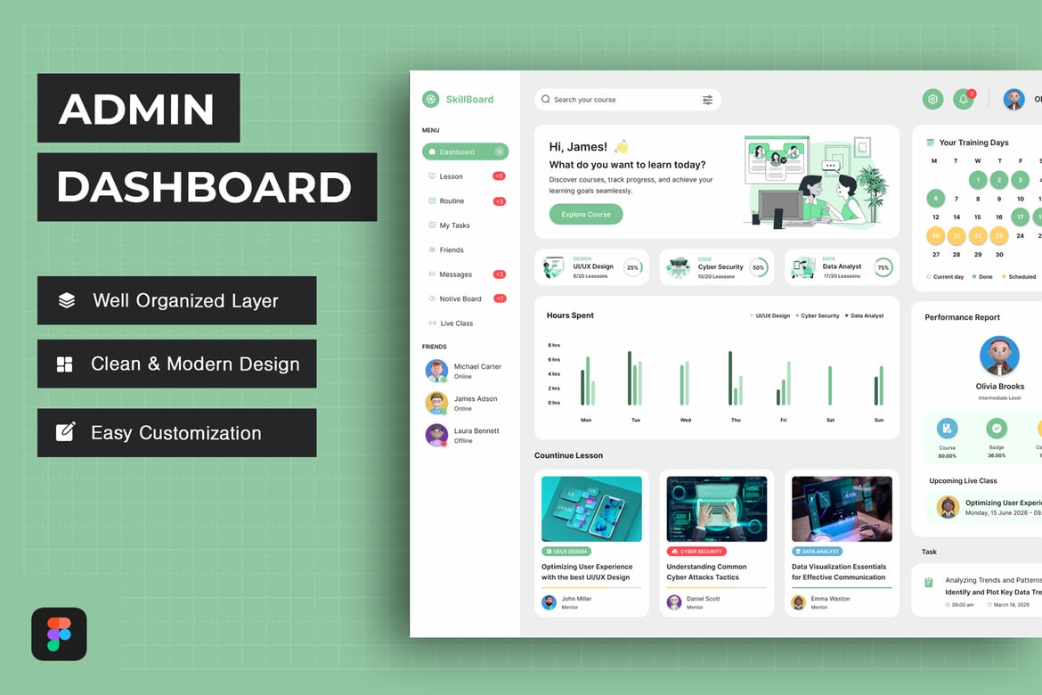 Download Course Admin Dashboard Figma Design