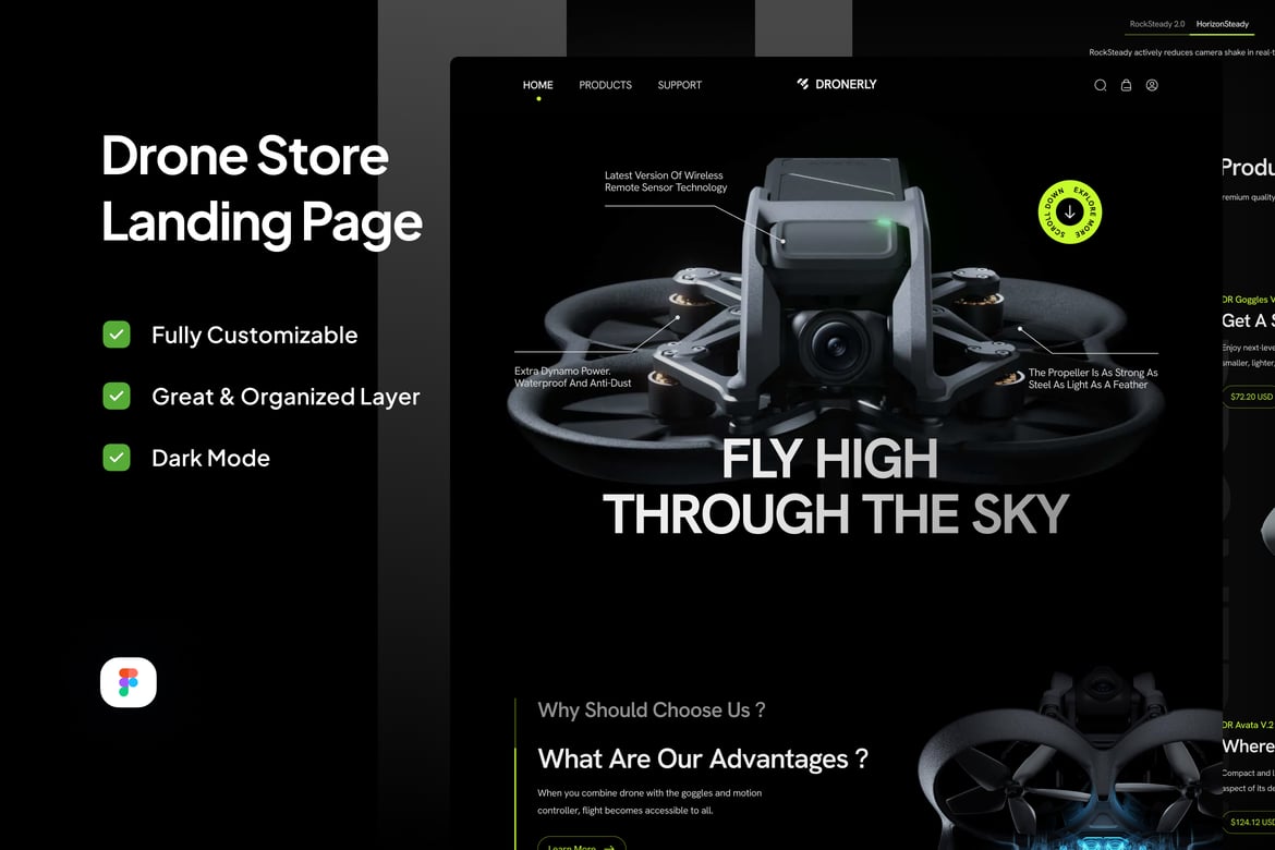 Download Drone Store Landing Page - Dronerly Figma Design