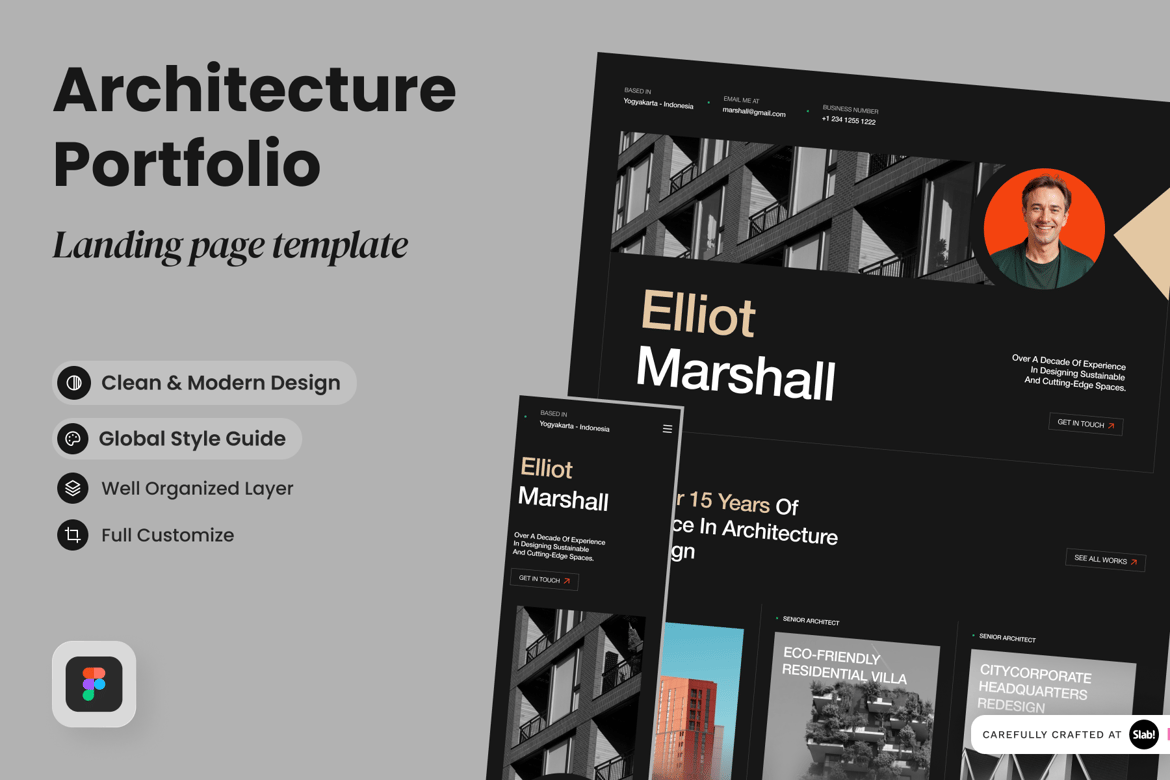 Download Elliot Masrshall -  Architect Portfolio Figma Design