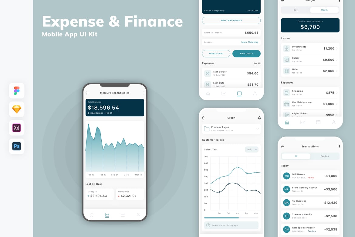 Download Expense & Finance Mobile App UI Kit Figma Design