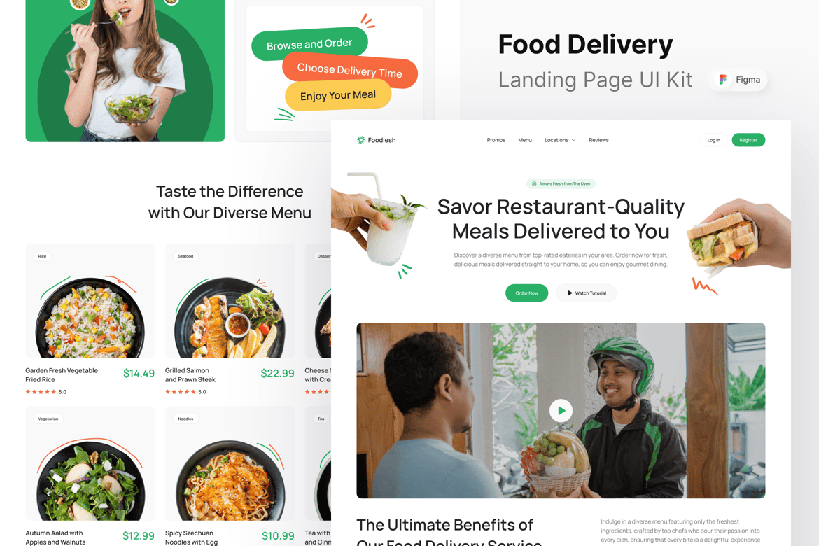 Download Foodiesh - Food Delivery Landing Page Figma Design