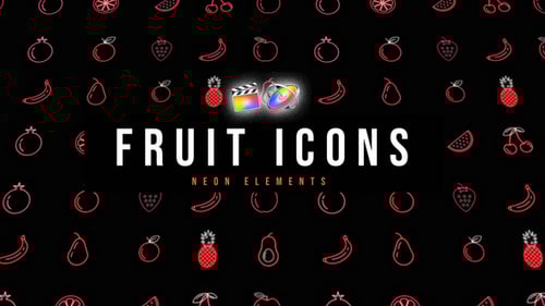 Download Fruit Neon Icons Apple Motion Template