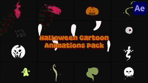Download Halloween Cartoon Animations Pack for After Effects After Effect Template