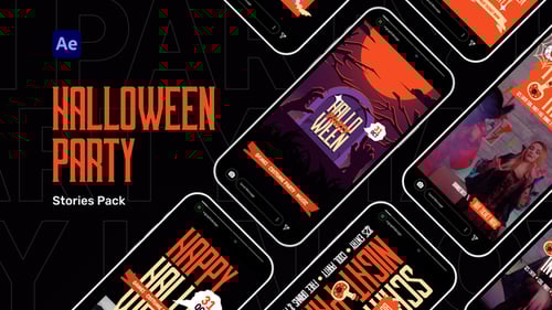 Download Halloween Party Stories Pack After Effect Template