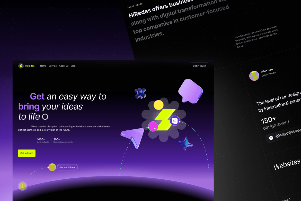 Download HiDeres Dark mode UI Figma Design