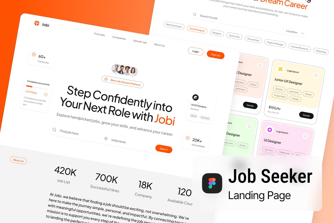 Download Job Seeker Landing Page Figma Design