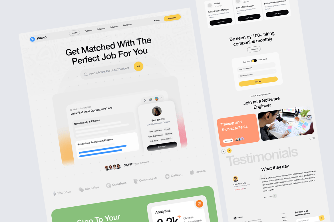 Download JOBINO - Job landing page Figma Design