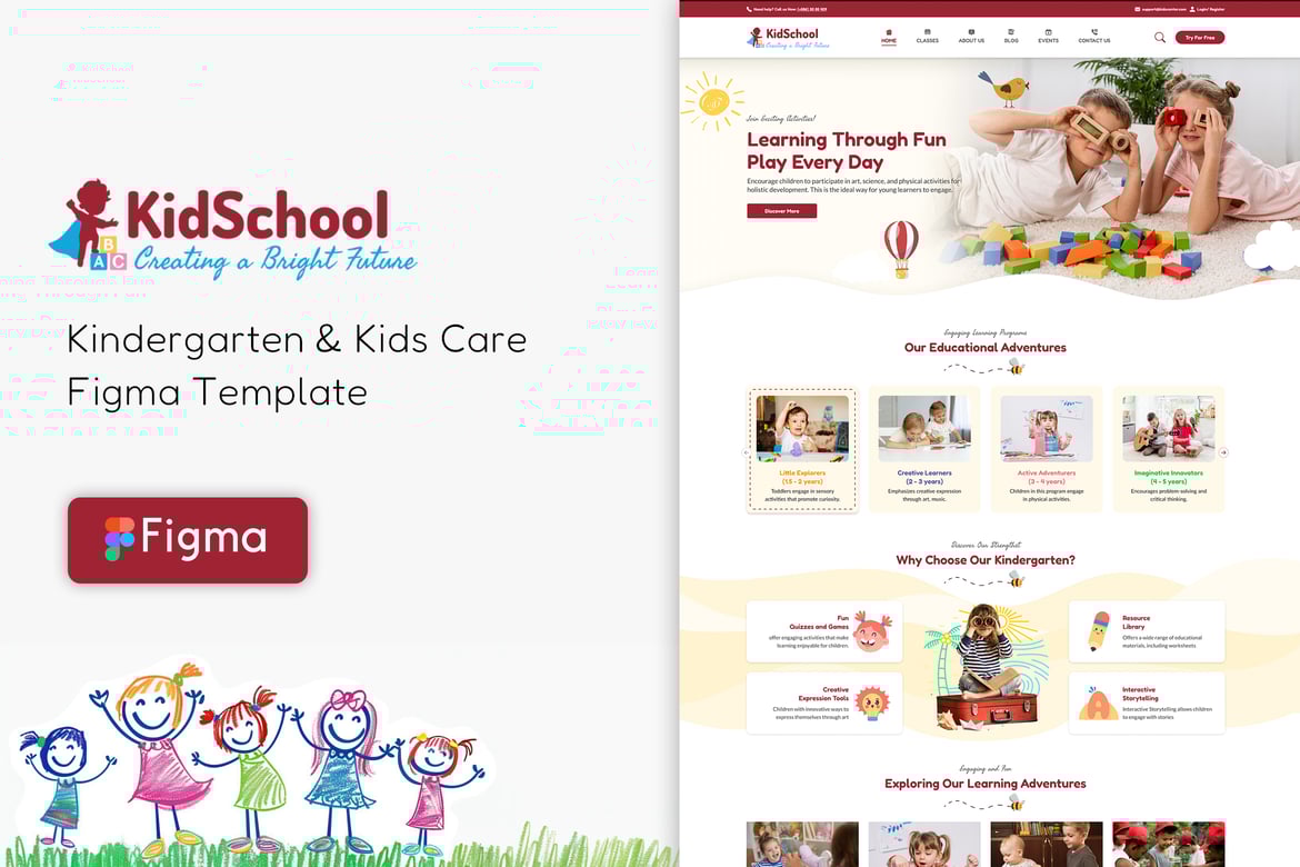 Download KidsSchool - Kindergarten & School Figma Template Figma Design