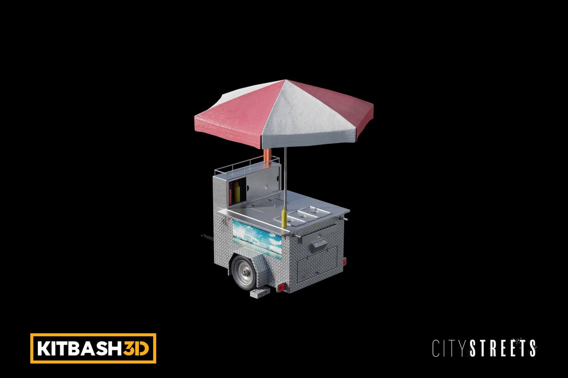 Download Kitbash: City Streets - Hot Dog Cart 3D Model