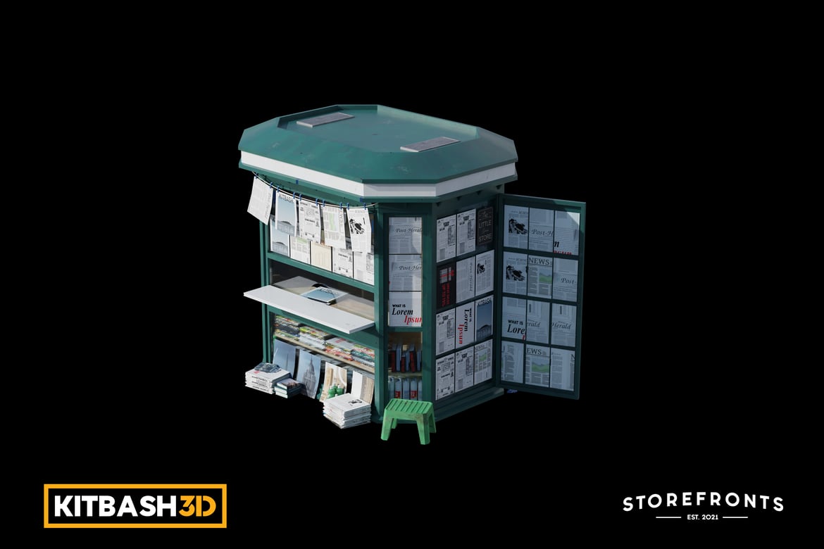 Download Kitbash: Storefronts - Newspaper Stand 3D Model