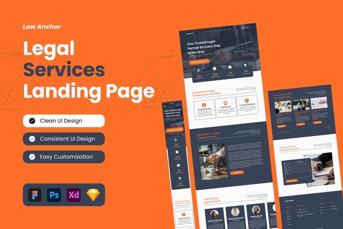 Download Law Anchor - Legal Services Landing Page Figma Design