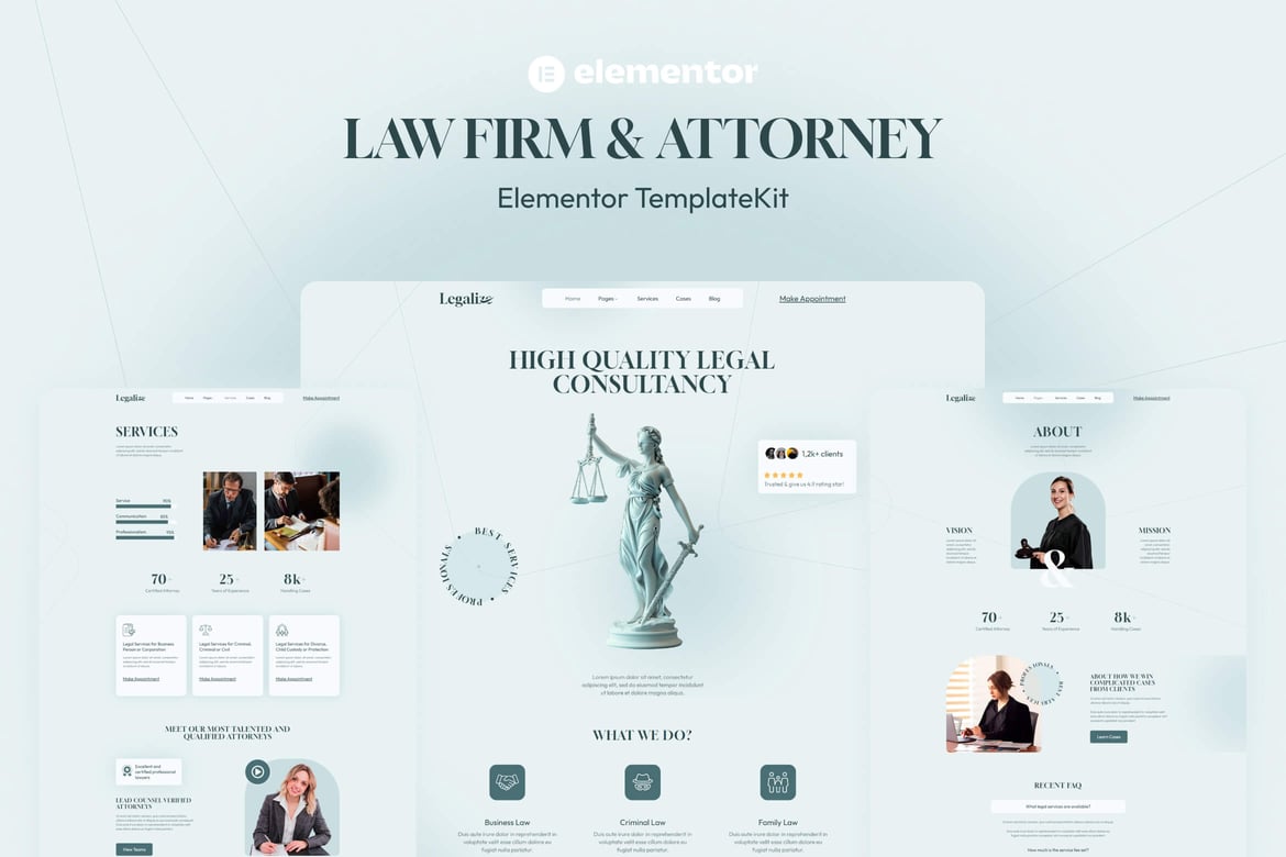 Download Legalize - Law Firm & Attorney Elementor Template Kit