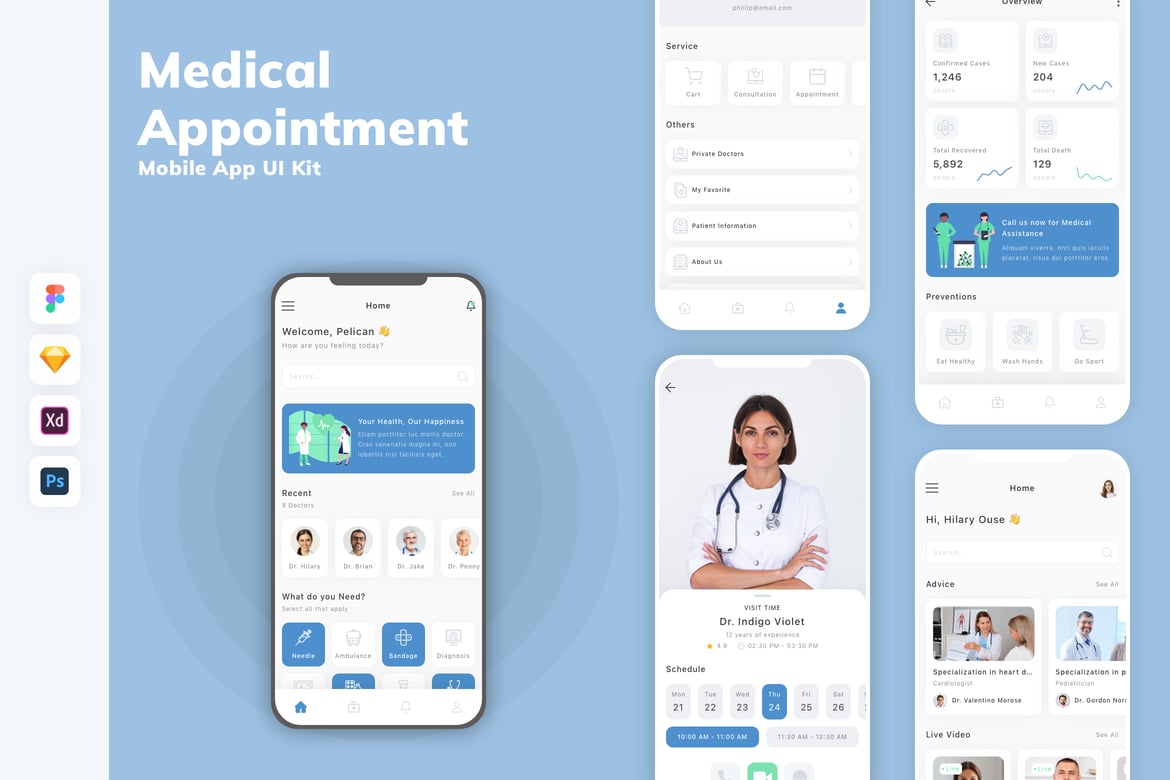 Download Medical Appointment Mobile App UI Kit Figma Design