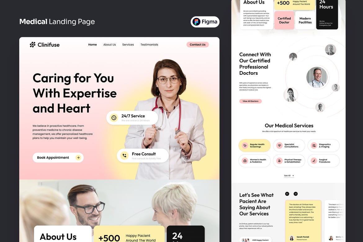 Download Medical Landing Page Template Figma Design