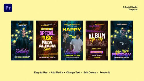 Download Music Party Instagram Stories Premiere Pro Template