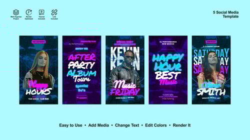 Download Night Party Instagram Stories After Effect Template