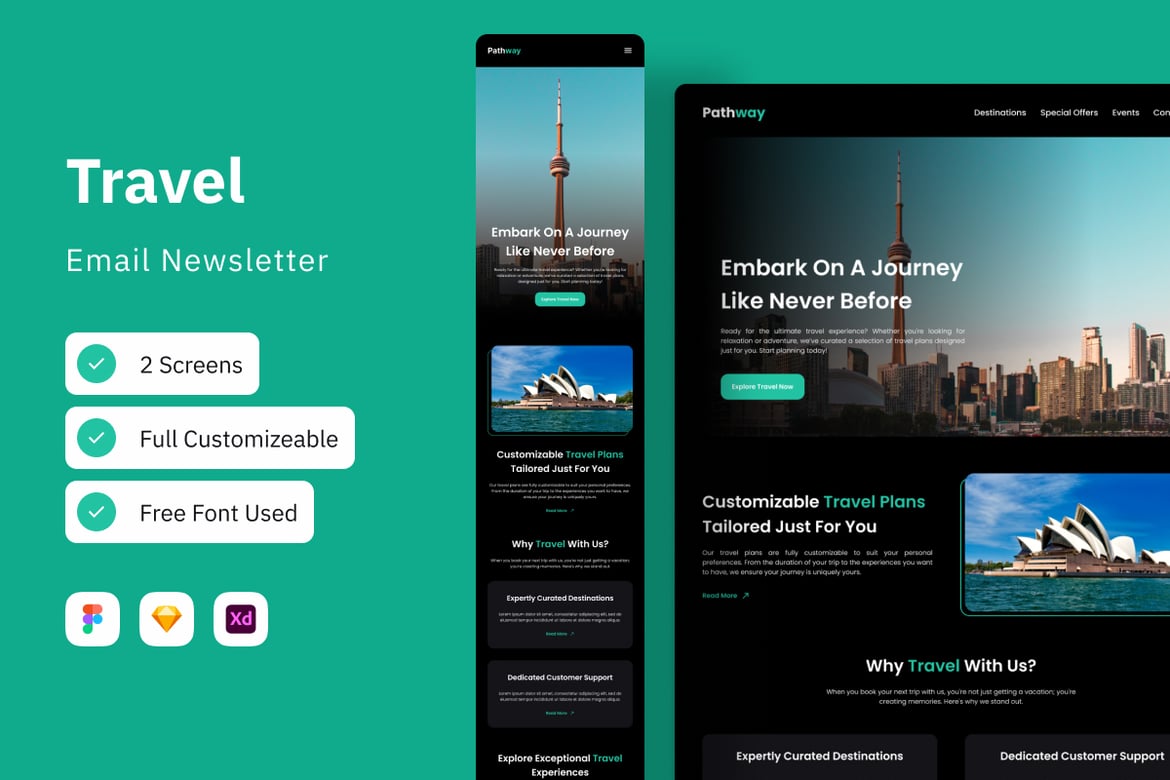 Download Pathway - Travel Email Newsletter Figma Design