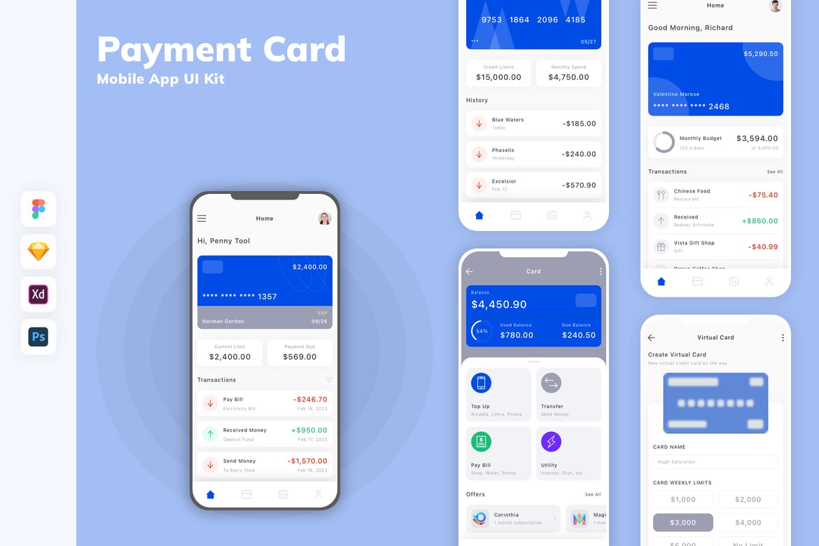 Download Payment Card Mobile App UI Kit Figma Design
