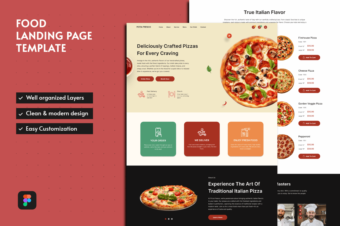 Download Pizza Fresco - Food Landing Page Figma Design