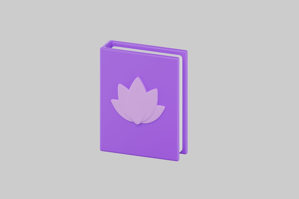 Download Purple book with white lotus flower emblem 3D Model