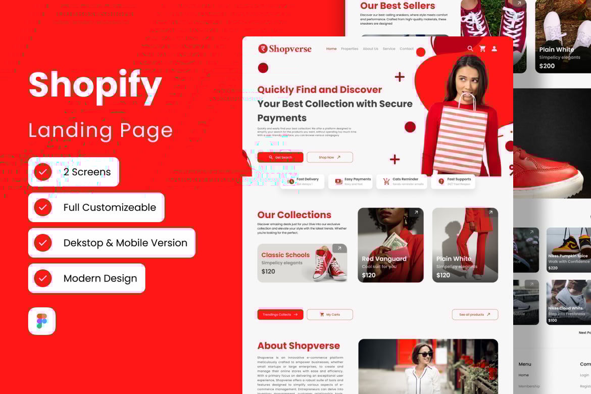 Download Shopverse - Shopify Landing Page Figma Design