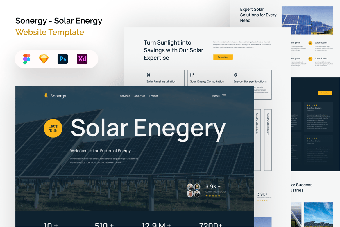 Download Sonergy - Solar Energy Website Template Figma Design