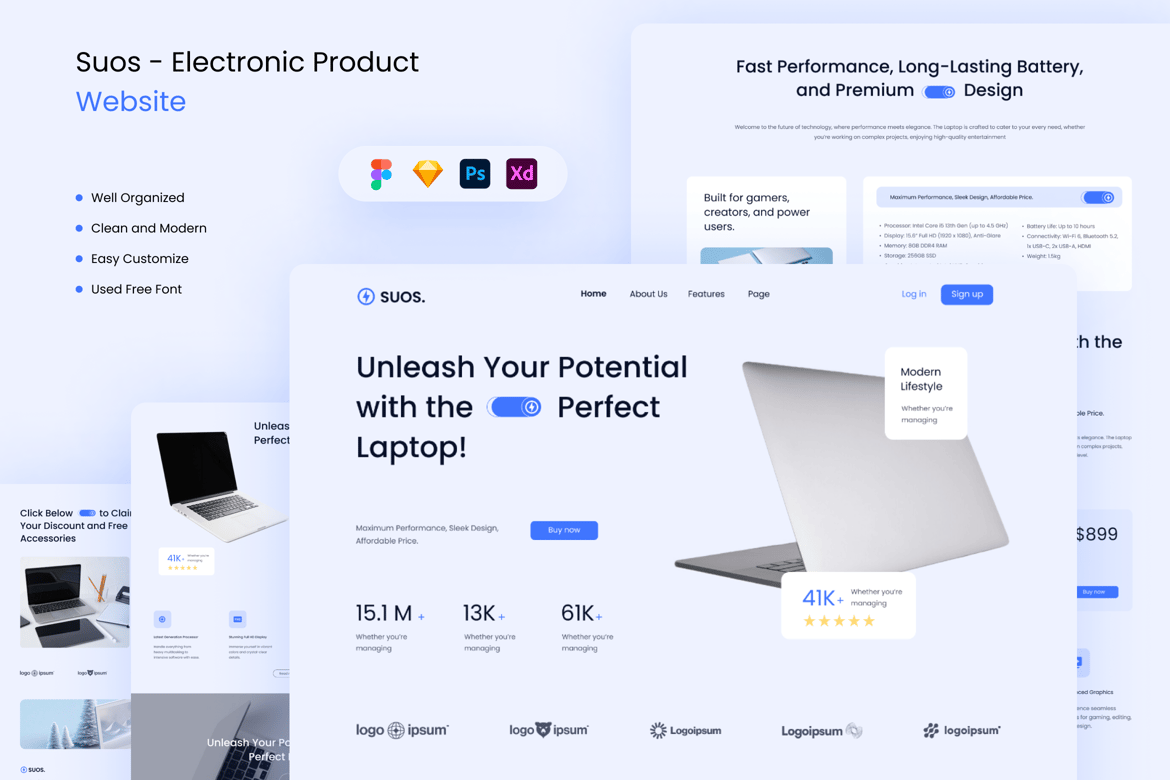 Download Suos - Electronic Product Website Figma Design