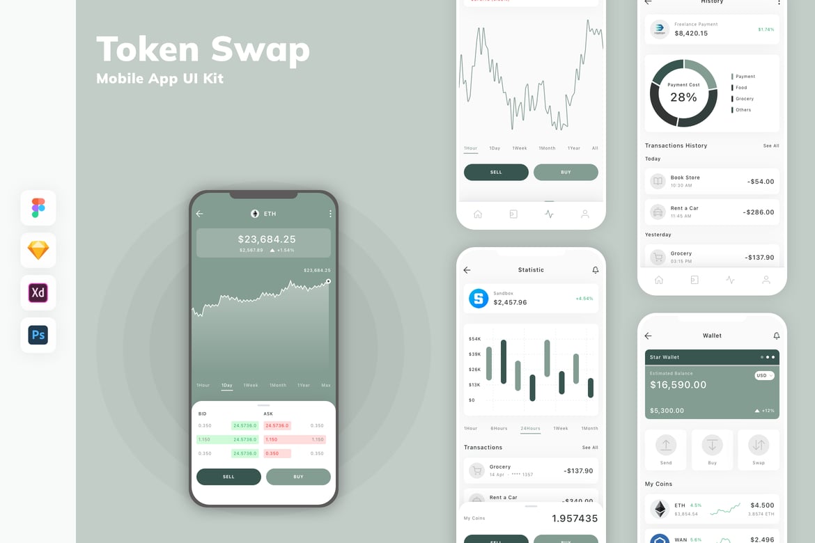 Download Token Swap Mobile App UI Kit Figma Design