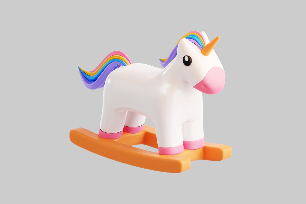 Download Toy unicorn with rainbow mane and tail 3D Model