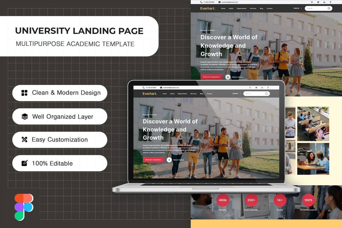 Download University Education Landing Page Figma Design