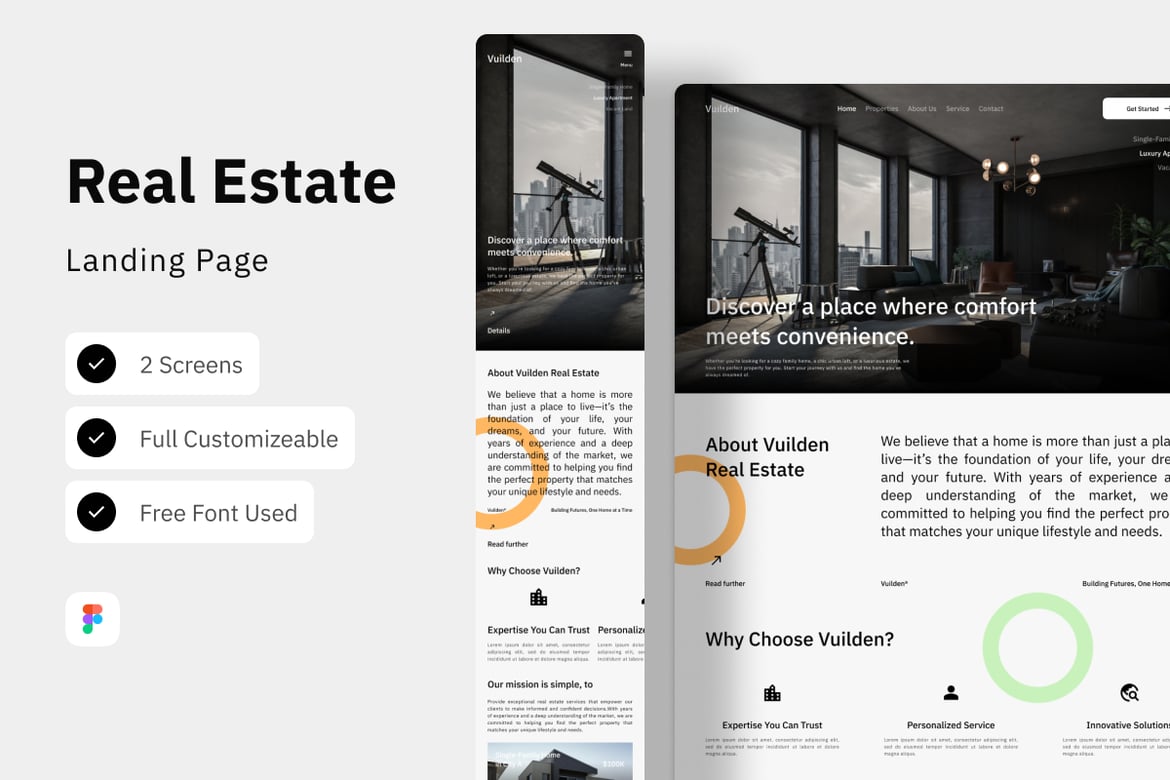 Download Vuilden - Real Estate Landing Page Figma Design
