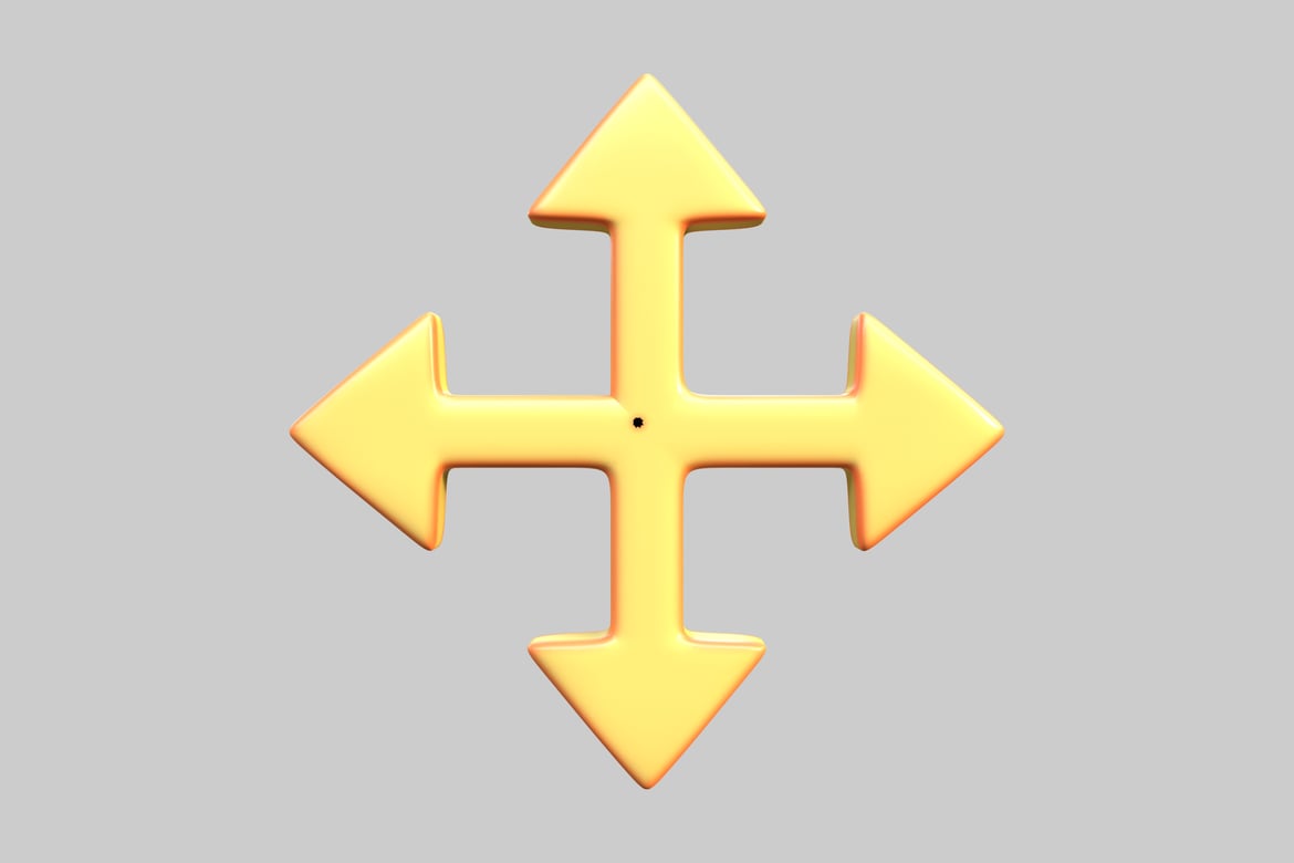Download Yellow cross with arrows 3D Model