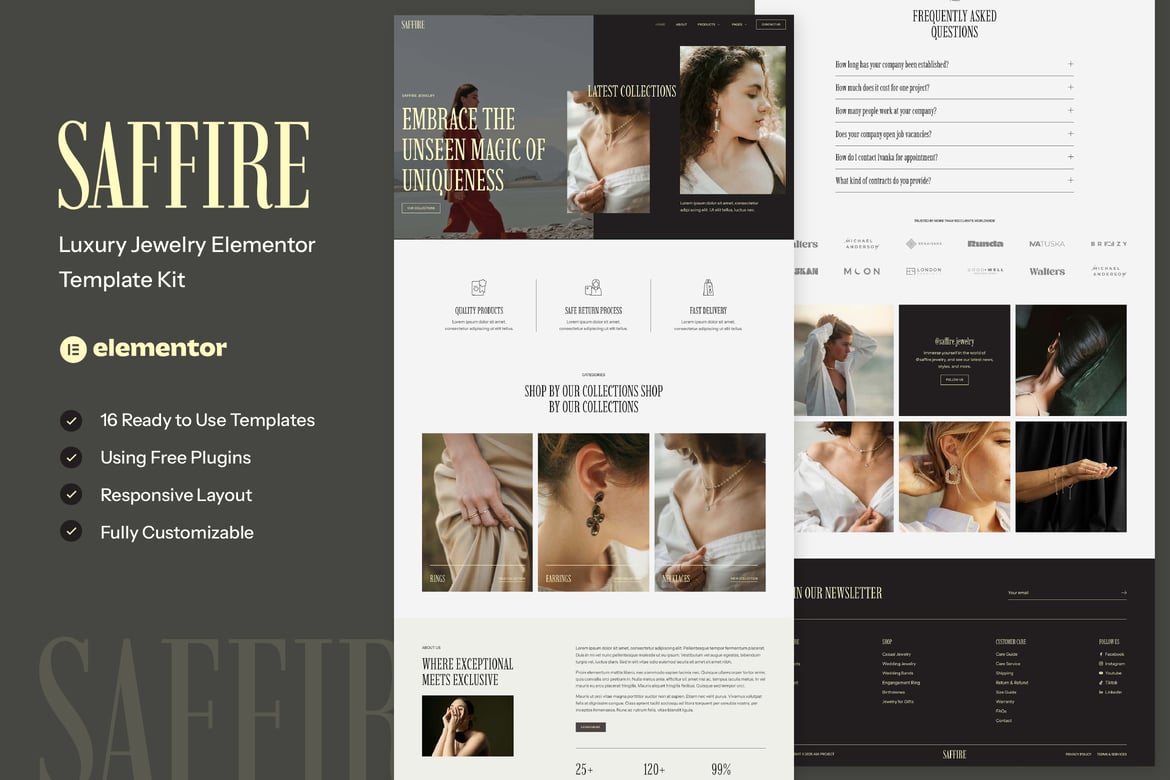 DOWNLOAD Saffire - Luxury Jewelry Elementor Template Kit