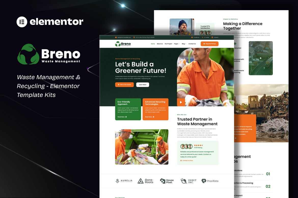 Download Breno - Waste Management & Recycling Elementor Template Kits
