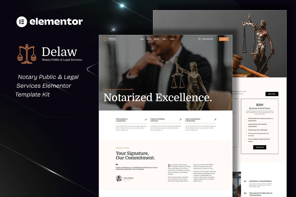 Download Delaw - Notary Public & Legal Services Elementor Template Kit