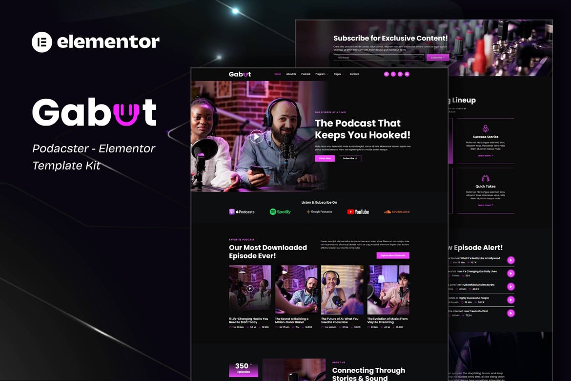 Download Gabut - Podcaster Elementor Template Kit