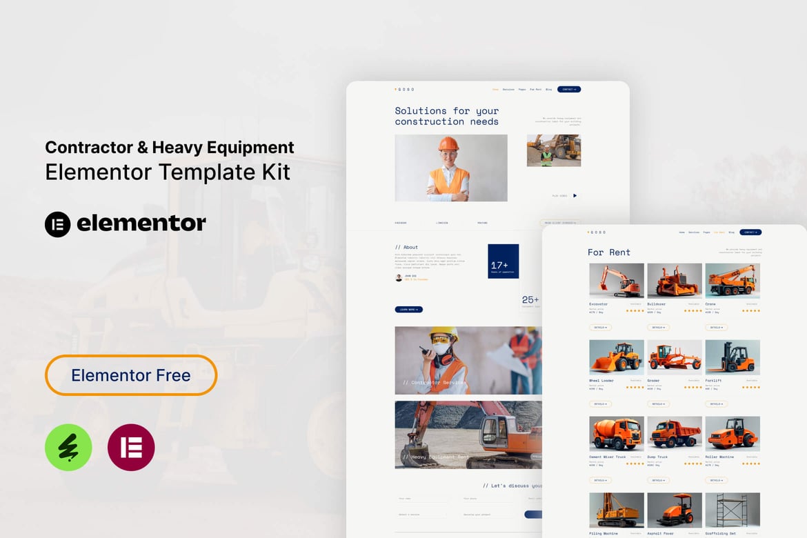 Download Goso - Contractor & Heavy Equipment Elementor Template Kit